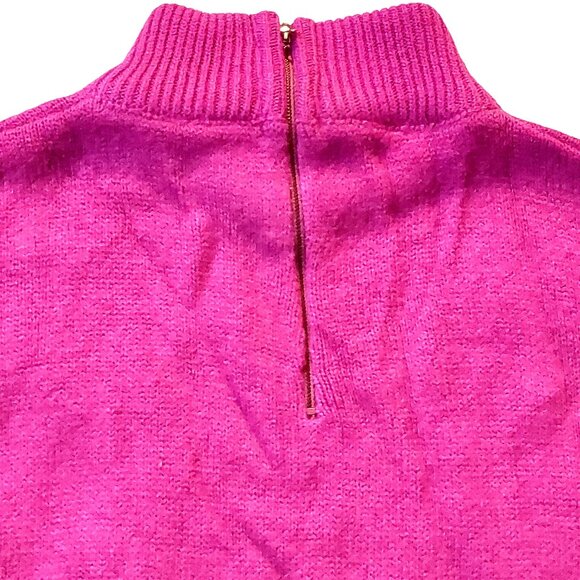 Vintage 1940s -1950s Dark Pink 3/4 Sleeve Acrylic Ribbed Mock Turtleneck Sweater - Picture 6 of 7